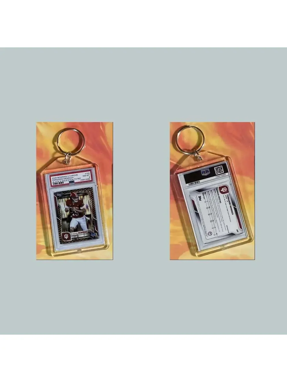 3730 Fernando Mendoza 2025 Bowman U Black & Gold Stealth Custom Made Keychain